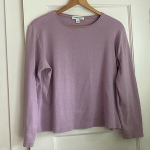 100% Cotton Lavender Long Sleeve T-Shirt  - Large